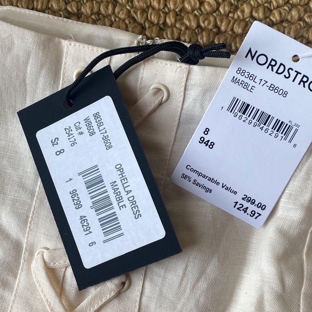 Paige Ophelia linen and cotton Cream Sleeveless Midi Dress NWT - Picture 7 of 8